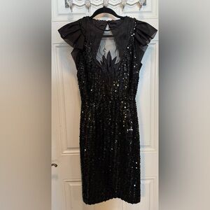 Roberta Bridal Elegant Black Sequin Backless Gown